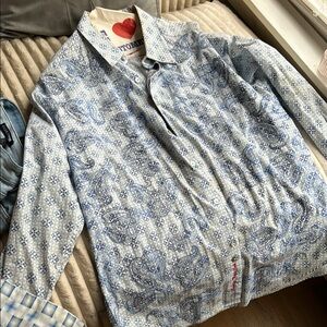 Blue Paisley Button-Up Shirt